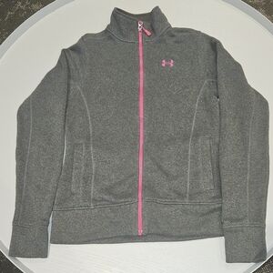 UNDER ARMOUR Women's Gray/Pink Full Zip Jacket  Sz SMALL Pre-Owned EUC